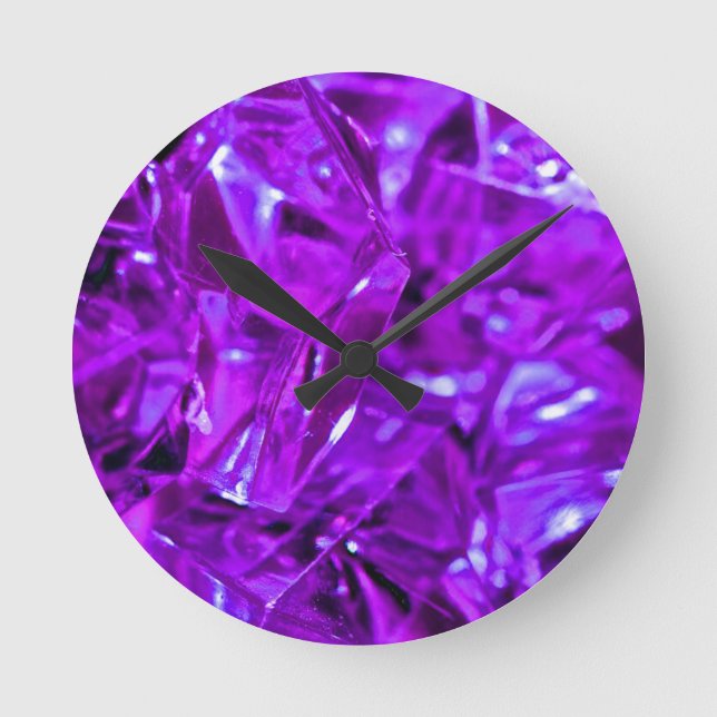 Crystal Amethyst Purple Gemstone Round Clock (Front)