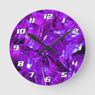 Crystal Amethyst Purple Gemstone with Numbers Round Clock