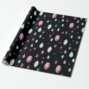 Crystal and Gemstone Pattern Wrapping Paper