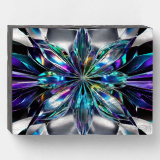 Crystal and Titanium Abstract Wooden Box Sign