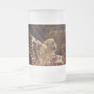 crystal angel  Joy to the World Frosted Glass Beer Mug