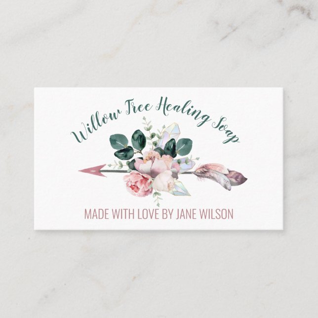 Crystal Arrow Floral Soap And Candle Business Card (Front)