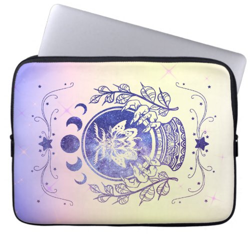 Crystal ball and hawkmoth in celestial tint design laptop sleeve