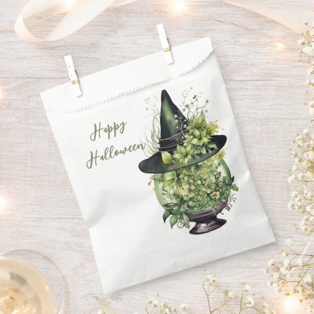 Crystal Ball and Witches Hat Happy Halloween Favor Bag (Clipped)