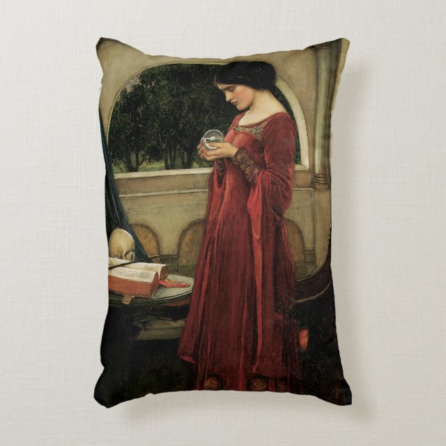 Crystal Ball by John William Waterhouse Accent Pillow (Front(Vertical))