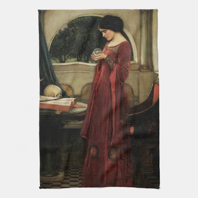 Crystal Ball by John William Waterhouse Kitchen Towel (Vertical)