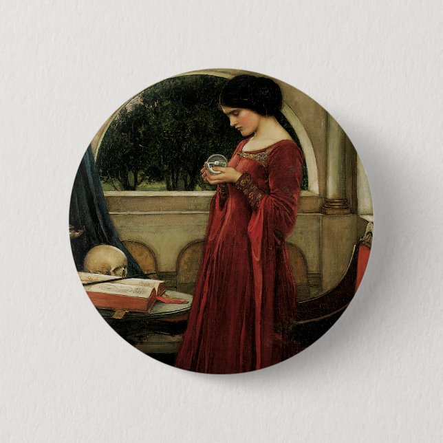 Crystal Ball by John William Waterhouse Pinback Button (Front)