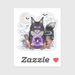 Crystal Ball Coon – Maine Coon Halloween  Sticker