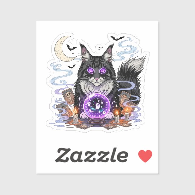 Crystal Ball Coon – Maine Coon Halloween  Sticker (Sheet)