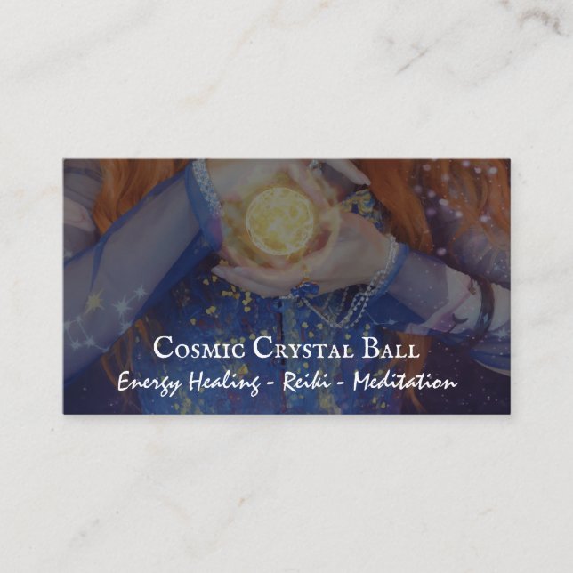 Crystal Ball Energy Healing Hands Reiki Business Card (Front)