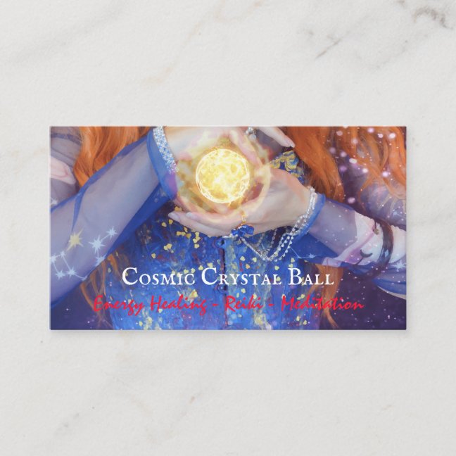 Crystal ball Energy Healing Reiki Future Teller Business Card