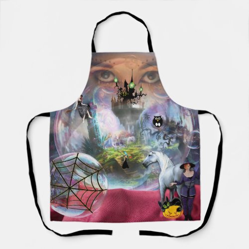 Crystal Ball Halloween Witch Apron