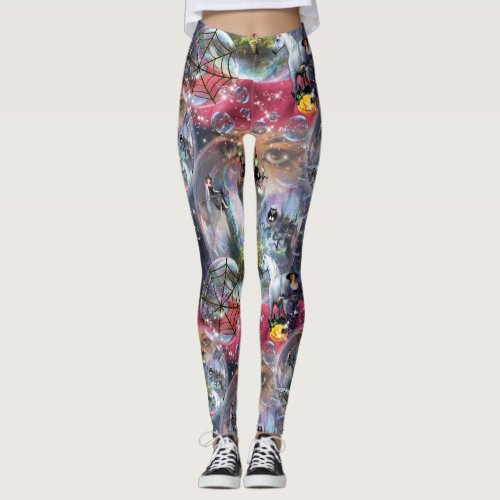 Crystal Ball Halloween Witch Leggings