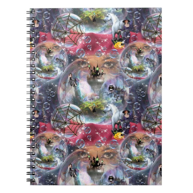 Crystal Ball Halloween Witch Notebook (Front)