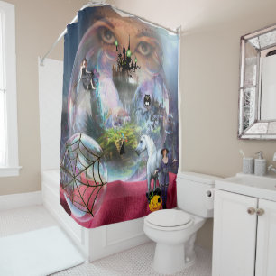 Crystal Ball Halloween Witch Shower Curtain