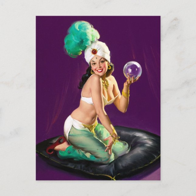 Crystal Ball Pin Up Postcard (Front)