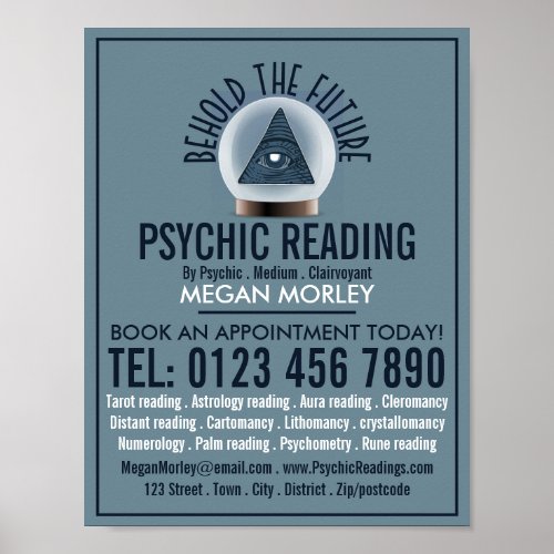 Crystal Ball Psychic Reading Advertising Poster