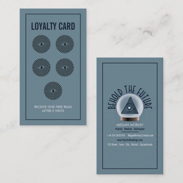 Crystal Ball, Psychic Reading Loyalty Business Card (Front/Back)