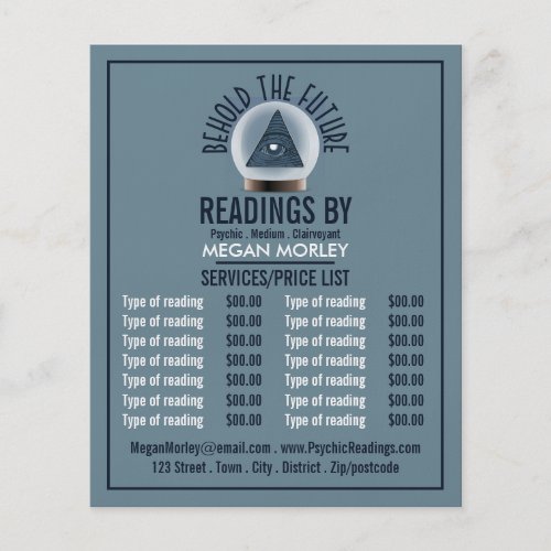 Crystal Ball Psychic Reading Price List Flyer