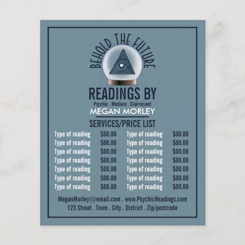 Crystal Ball Psychic Reading Price List Flyer