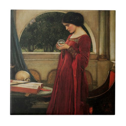 Crystal Ball Woman Waterhouse Painting Ceramic Tile