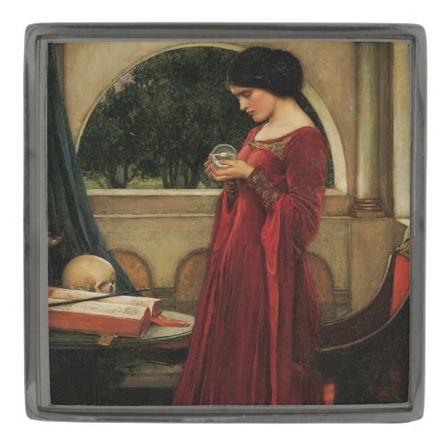 Crystal Ball Woman Waterhouse Painting Gunmetal Finish Lapel Pin