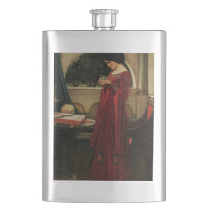 Crystal Ball Woman Waterhouse Painting Hip Flask