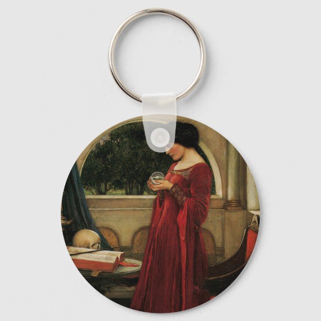Crystal Ball Woman Waterhouse Painting Keychain (Front)