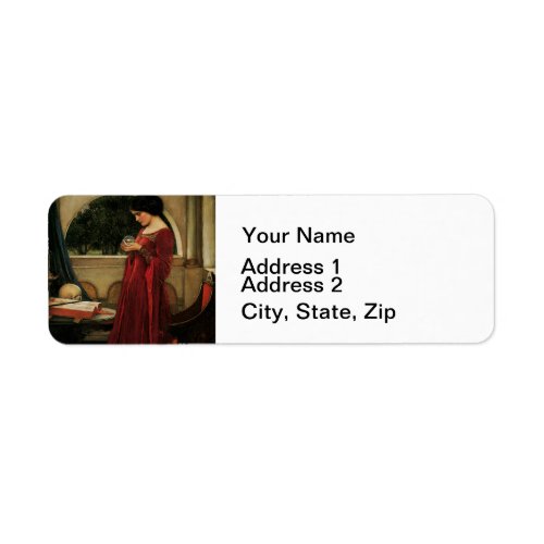 Crystal Ball Woman Waterhouse Painting Label