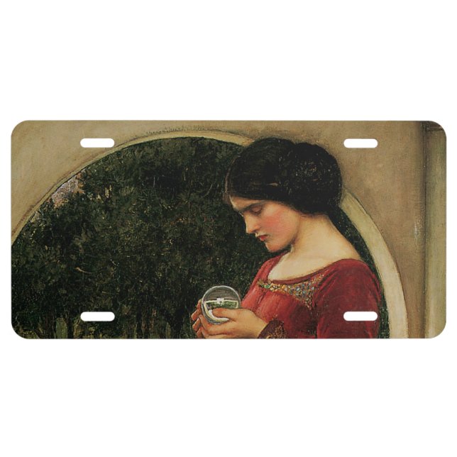 Crystal Ball Woman Waterhouse Painting License Plate (Front)