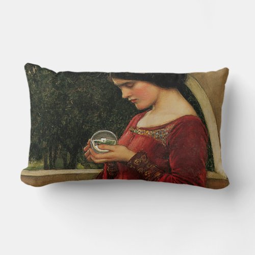 Crystal Ball Woman Waterhouse Painting Lumbar Pillow