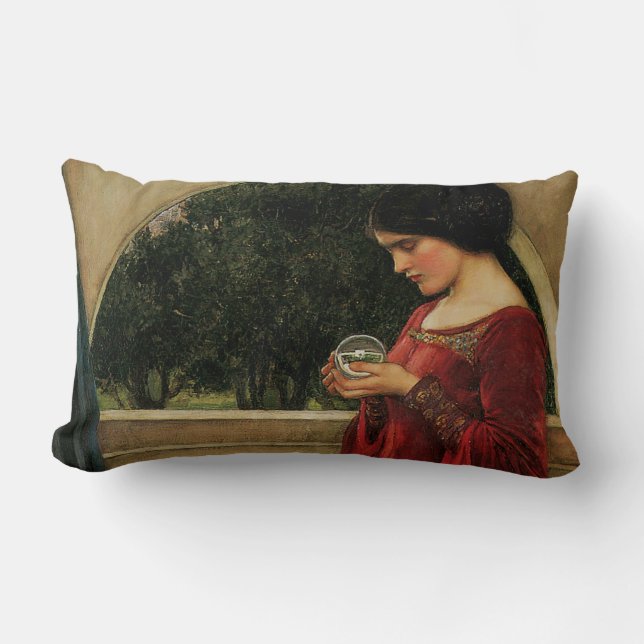 Crystal Ball Woman Waterhouse Painting Lumbar Pillow (Front)