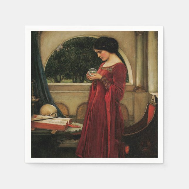Crystal Ball Woman Waterhouse Painting Napkins (Front)