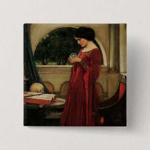 Crystal Ball Woman Waterhouse Painting Pinback Button
