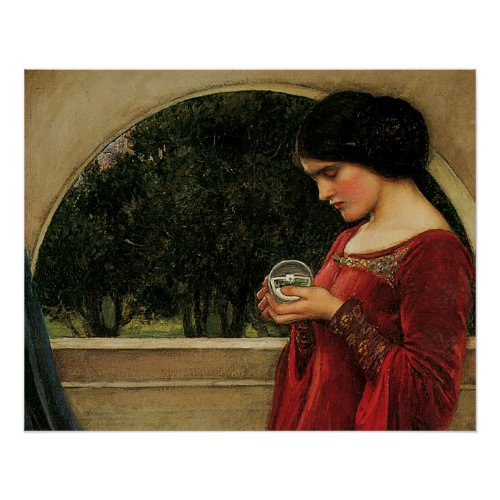 Crystal Ball Woman Waterhouse Painting Poster