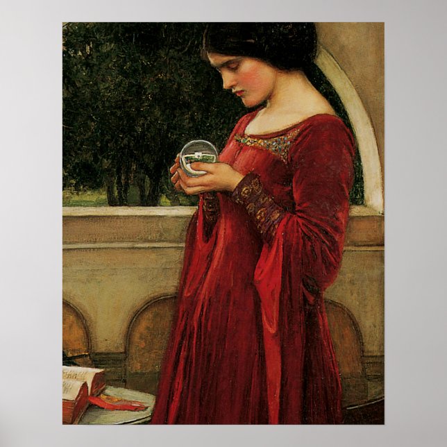 Crystal Ball Woman Waterhouse Painting Poster (Front)