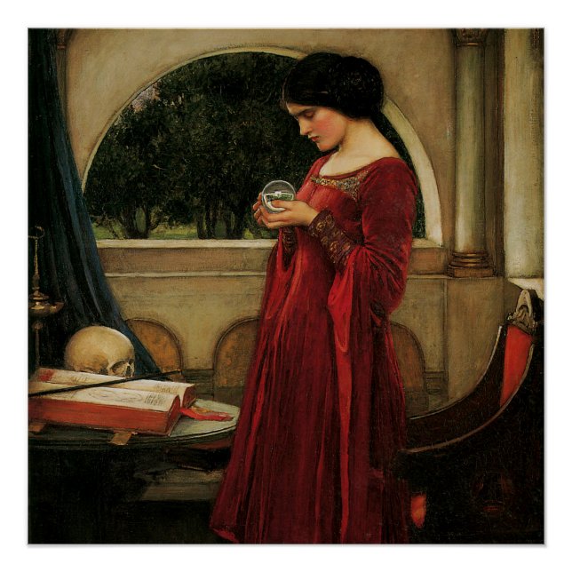 Crystal Ball Woman Waterhouse Painting Poster (Front)