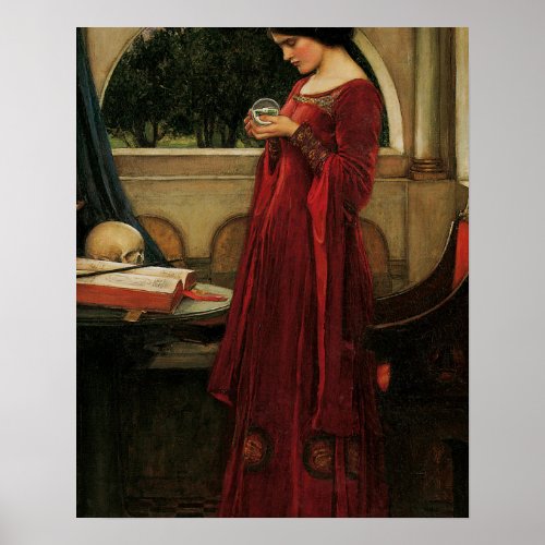 Crystal Ball Woman Waterhouse Painting Poster