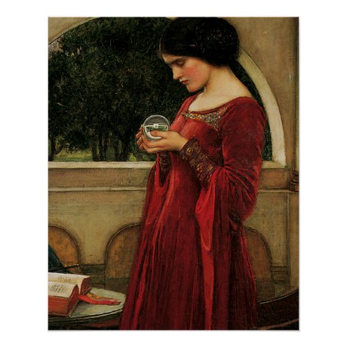 Crystal Ball Woman Waterhouse Painting Poster