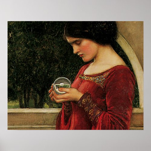 Crystal Ball Woman Waterhouse Painting Poster