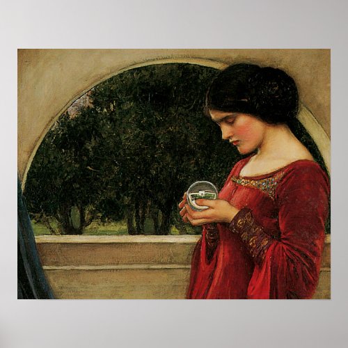 Crystal Ball Woman Waterhouse Painting Poster