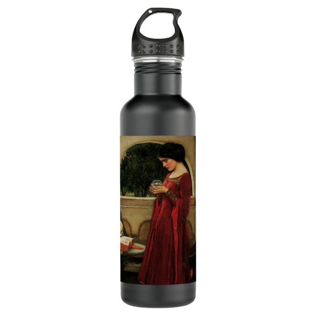 Crystal Ball Woman Waterhouse Painting Stainless Steel Water Bottle (Front)
