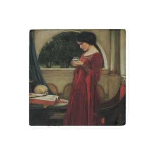 Crystal Ball Woman Waterhouse Painting Stone Magnet
