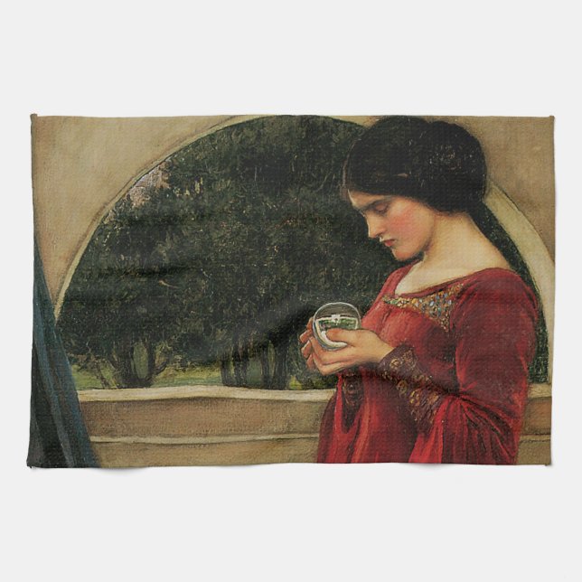 Crystal Ball Woman Waterhouse Painting Towel (Horizontal)