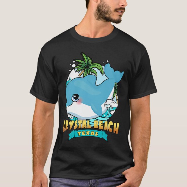 CRYSTAL BEACH TEXAS Cute Baby Dolphin Beach Souven T-Shirt (Front)