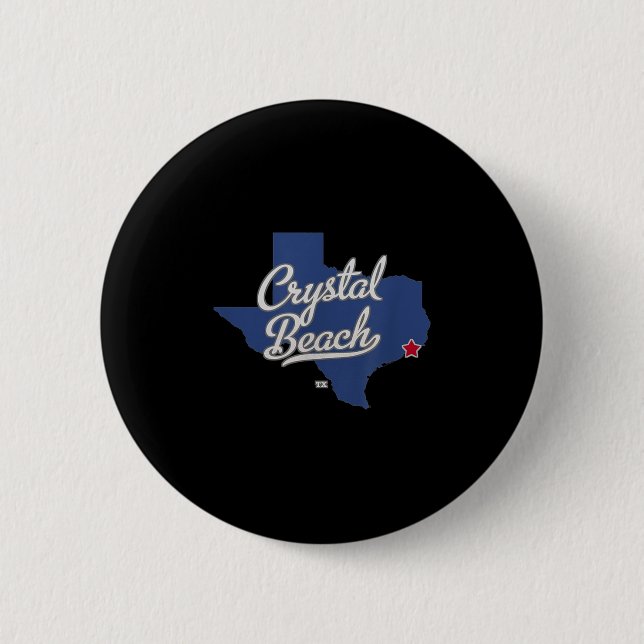 Crystal Beach Texas Tx Map  Button (Front)
