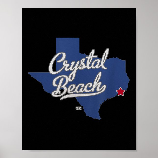 Crystal Beach Texas Tx Map  Poster (Front)