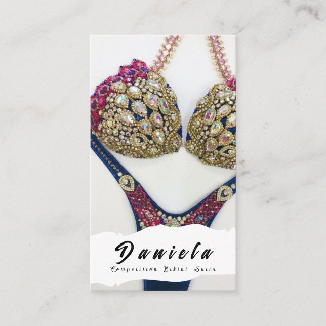 Crystal Bikini Fitness Competition Suits Women Bus Business Card (Front)