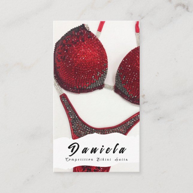 Crystal Bikini Fitness Competition Suits Women Business Card (Front)
