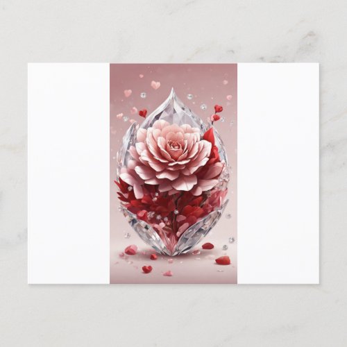 Crystal Blooms of Love Valentines Day Post Card